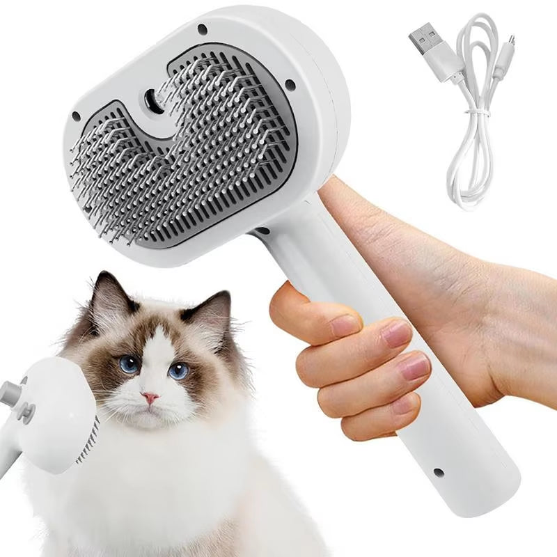 Luceati 2-in-1 Self-Cleaning Pet Grooming Steam Brush – Dog & Cat Hair Remover