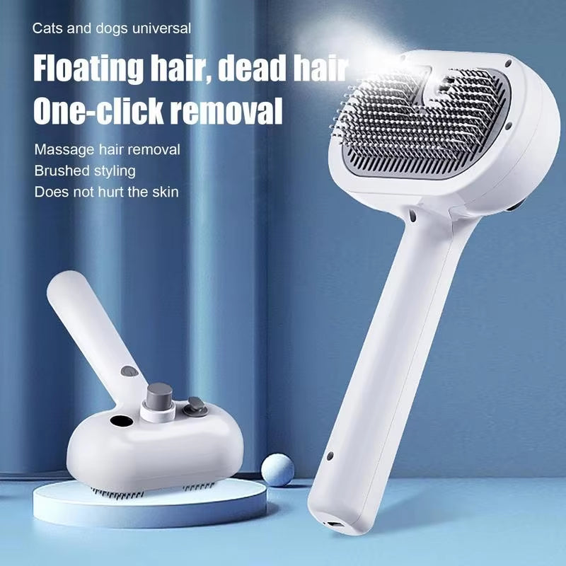 Luceati 2-in-1 Self-Cleaning Pet Grooming Steam Brush – Dog & Cat Hair Remover